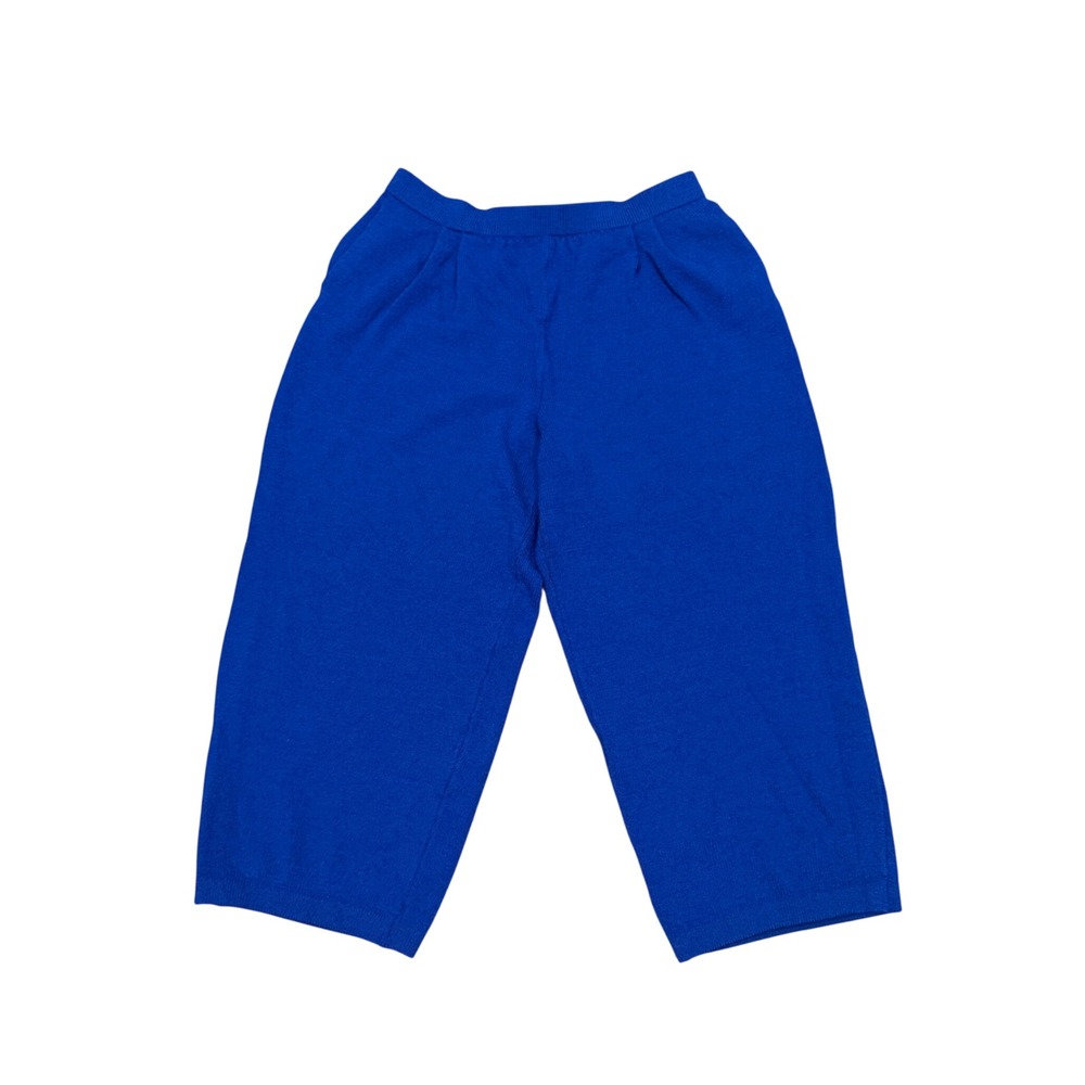St John Santana Knit Cropped‎ Royal Blue Elastic Waist Wide Loose Pants 12